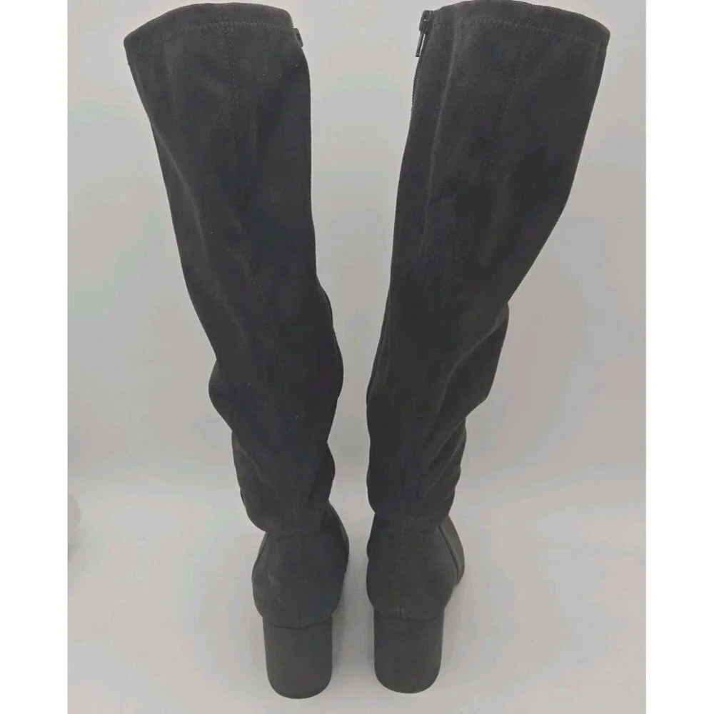 Ann Taylor Gray Grey Faux Suede Camden Knee High Block Heel Boots 10 M Womens Ta